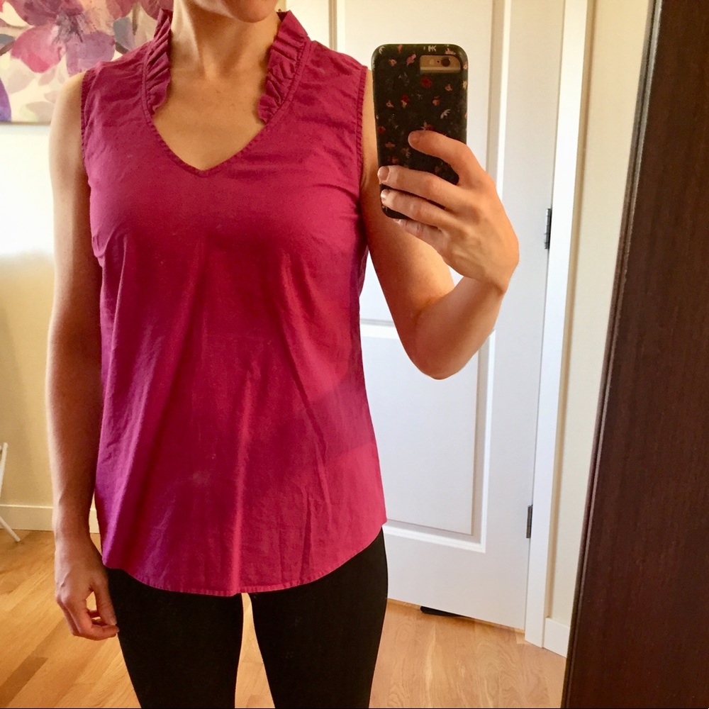 EUC 💜 J Crew cotton ruffle-neck tank